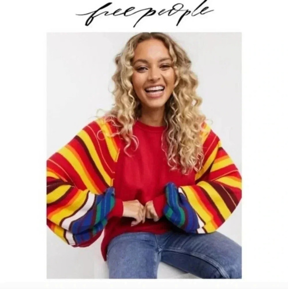 Free People We the Free Rainbow Dreams Balloon Sleeve Pullover Top(XS) - Picture 1 of 12